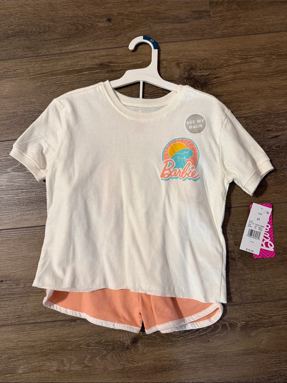 Barbie Set - Cream Tee with Peach Shorts